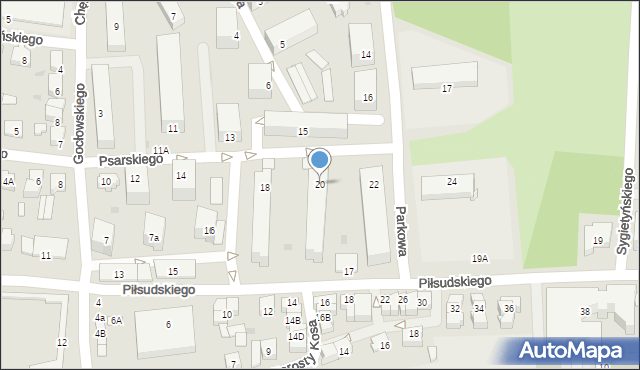 Ostrołęka, Psarskiego Józefa, dr., 20, mapa Ostrołęka