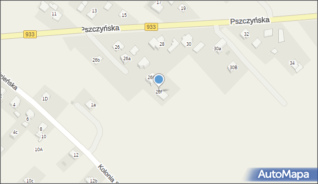 Pawłowice, Pszczyńska, 26f, mapa Pawłowice