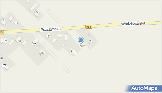 Pawłowice, Pszczyńska, 36, mapa Pawłowice