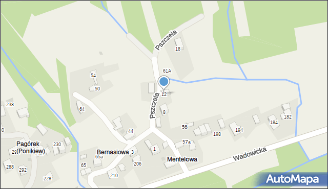 Ponikiew, Pszczela, 12, mapa Ponikiew