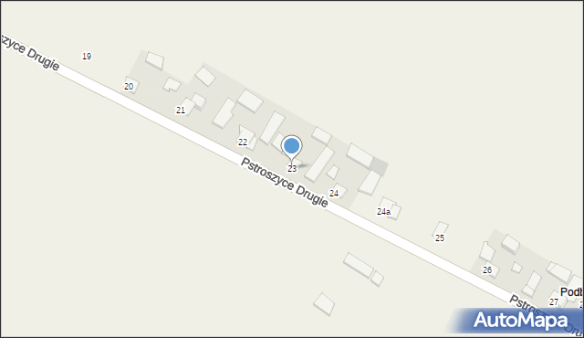Pstroszyce Drugie, Pstroszyce Drugie, 23, mapa Pstroszyce Drugie