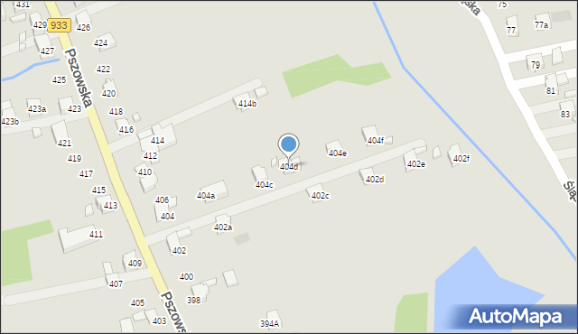 Pszów, Pszowska, 404d, mapa Pszów