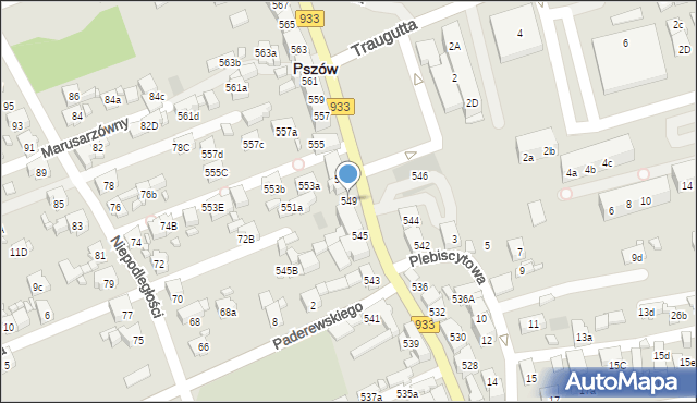 Pszów, Pszowska, 549, mapa Pszów