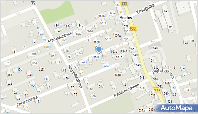 Pszów, Pszowska, 553d, mapa Pszów