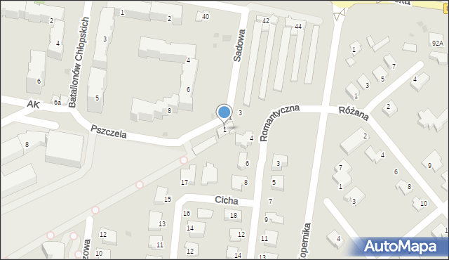 Puławy, Pszczela, 1, mapa Puław