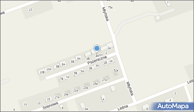 Różyny, Pszeniczna, 4A, mapa Różyny