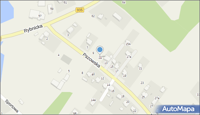 Rzuchów, Pszowska, 11, mapa Rzuchów