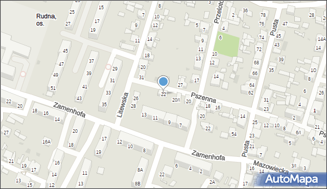 Sosnowiec, Pszenna, 22, mapa Sosnowca