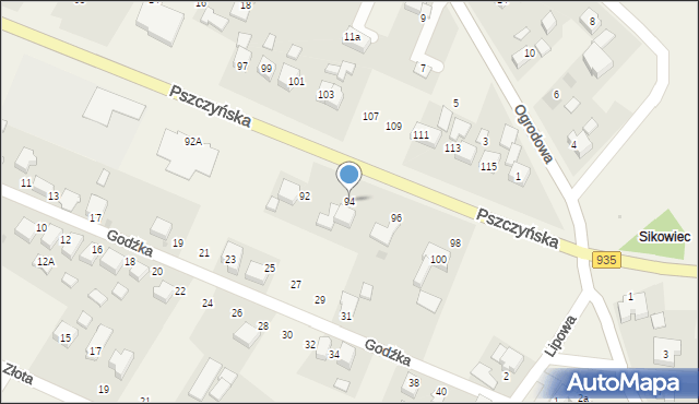 Suszec, Pszczyńska, 94, mapa Suszec