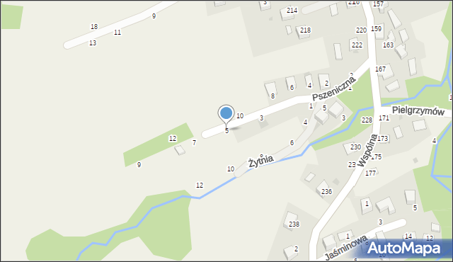 Świnna, Pszeniczna, 5, mapa Świnna