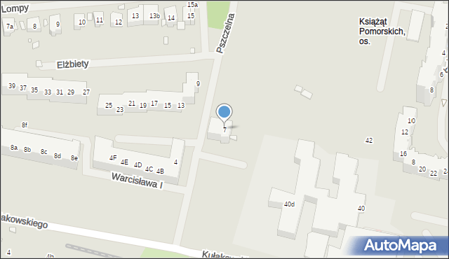 Szczecin, Pszczelna, 7, mapa Szczecina