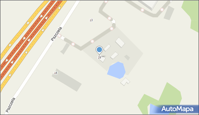 Tomaszkowo, Pszczela, 14, mapa Tomaszkowo