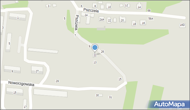 Tuszyn, Pszczela, 11, mapa Tuszyn