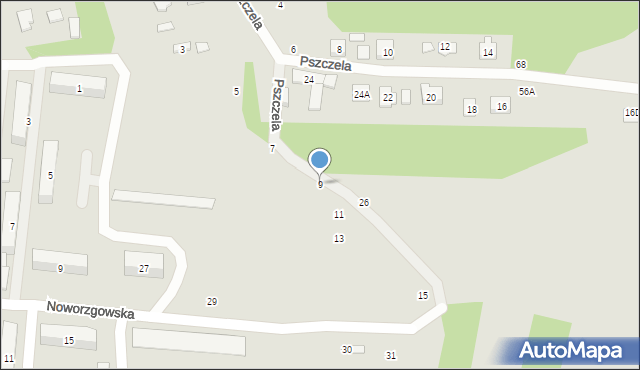 Tuszyn, Pszczela, 9, mapa Tuszyn