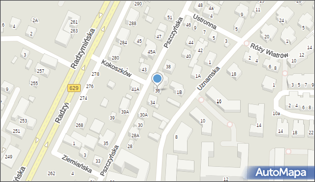 Warszawa, Pszczyńska, 36, mapa Warszawy