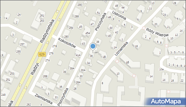 Warszawa, Pszczyńska, 36A, mapa Warszawy