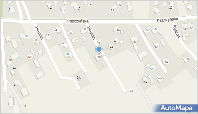 Warszowice, Pszczyńska, 38, mapa Warszowice
