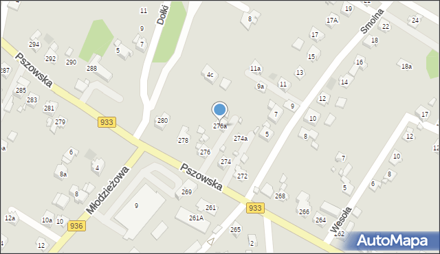 Wodzisław Śląski, Pszowska, 276a, mapa Wodzisławia Śląskiego