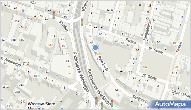 Wrocław, Psie Budy, 10-11, mapa Wrocławia