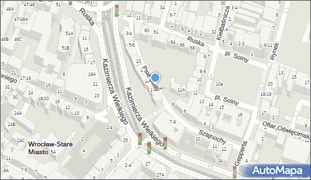 Wrocław, Psie Budy, 16/17, mapa Wrocławia