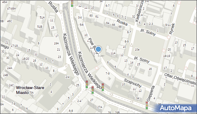 Wrocław, Psie Budy, 18/19, mapa Wrocławia