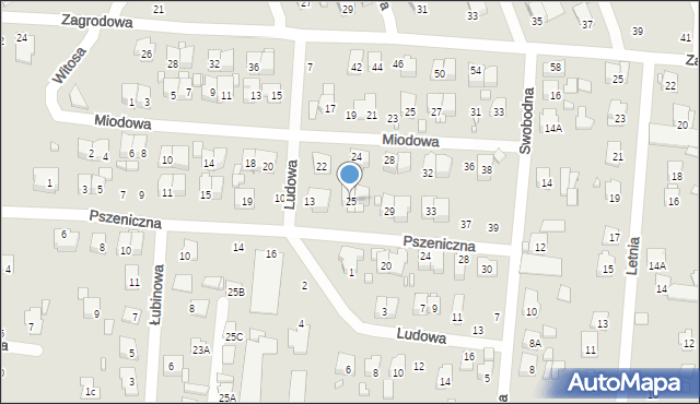 Zamość, Pszeniczna, 25, mapa Zamościa