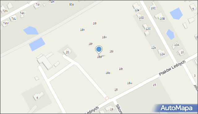 Jastrzębie, Ptaków Leśnych, 18d, mapa Jastrzębie