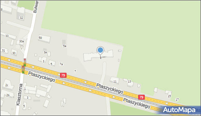 Kraków, Ptaszyckiego Tadeusza, 9, mapa Krakowa