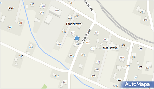 Ptaszkowa, Ptaszkowa, 308, mapa Ptaszkowa