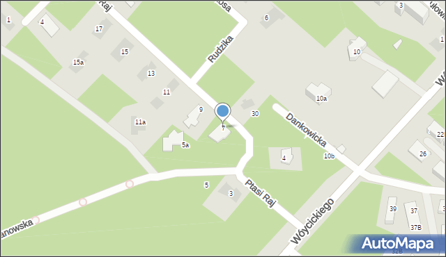 Warszawa, Ptasi Raj, 7, mapa Warszawy