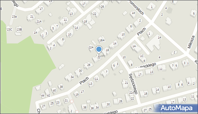 Żukowo, Ptach Jadwigi i Zofii, 22, mapa Żukowo