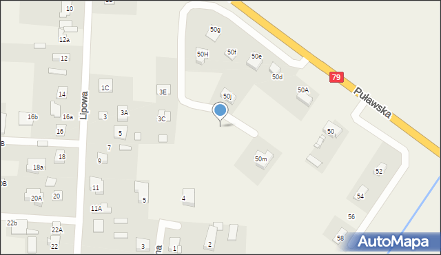 Baniocha, Puławska, 50p, mapa Baniocha