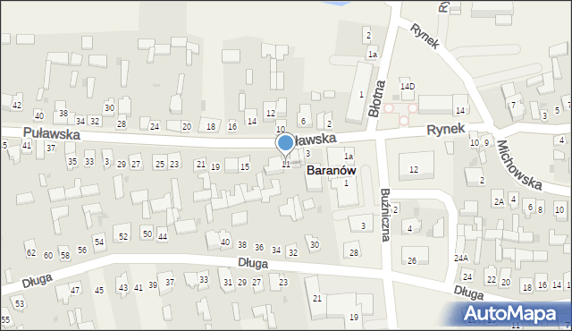 Baranów, Puławska, 11, mapa Baranów