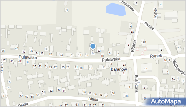 Baranów, Puławska, 14, mapa Baranów