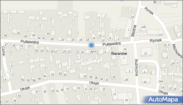 Baranów, Puławska, 15, mapa Baranów