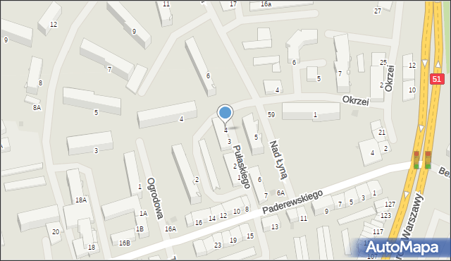 Bartoszyce, Pułaskiego Kazimierza, gen., 4, mapa Bartoszyce