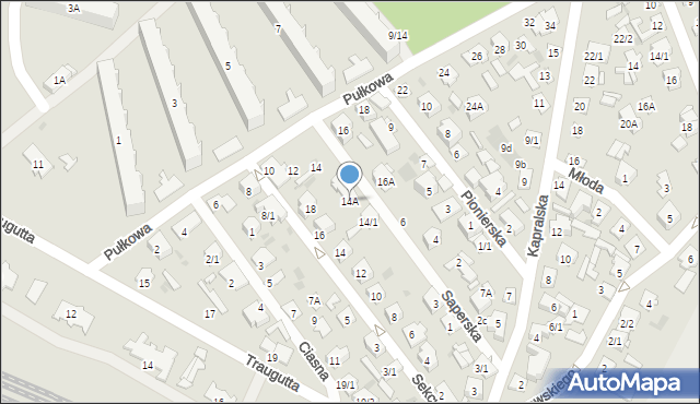 Białystok, Pułkowa, 14A, mapa Białegostoku