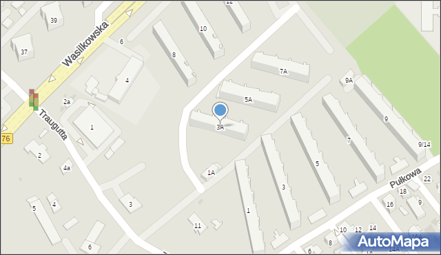 Białystok, Pułkowa, 3A, mapa Białegostoku