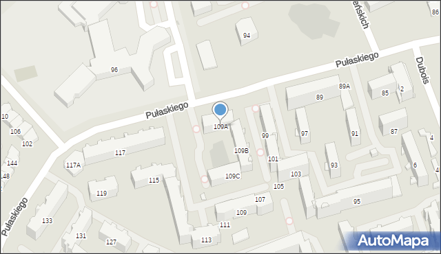 Białystok, Pułaskiego Kazimierza, gen., 109A, mapa Białegostoku