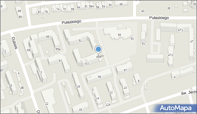 Białystok, Pułaskiego Kazimierza, gen., 63A, mapa Białegostoku