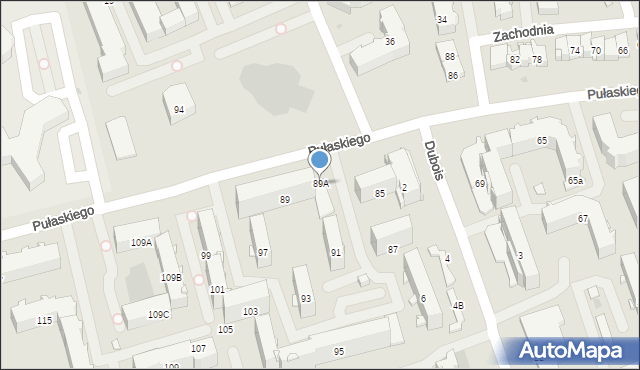 Białystok, Pułaskiego Kazimierza, gen., 89A, mapa Białegostoku