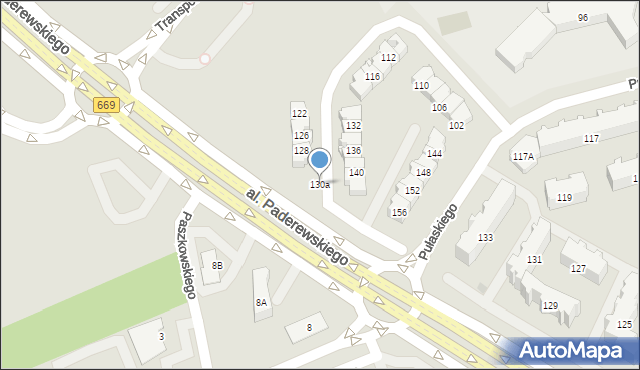 Białystok, Pułaskiego Kazimierza, gen., 130a, mapa Białegostoku