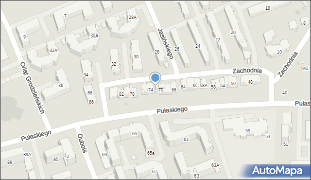 Białystok, Pułaskiego Kazimierza, gen., 72, mapa Białegostoku