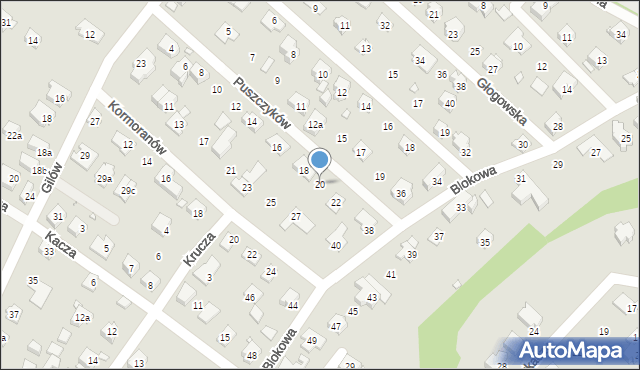 Bielsko-Biała, Puszczyków, 20, mapa Bielsko-Białej