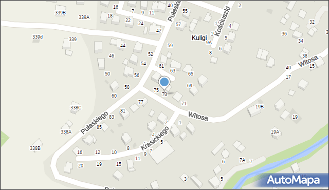 Błażowa, Pułaskiego, 73, mapa Błażowa