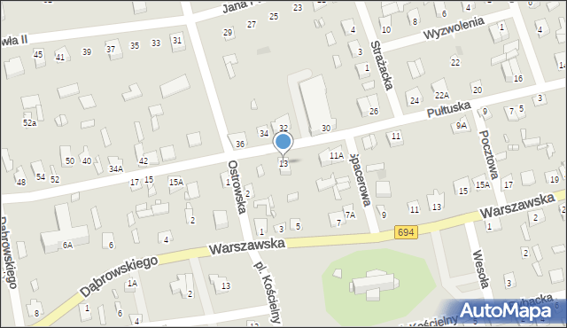 Brok, Pułtuska, 13, mapa Brok