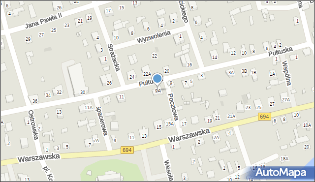 Brok, Pułtuska, 9A, mapa Brok