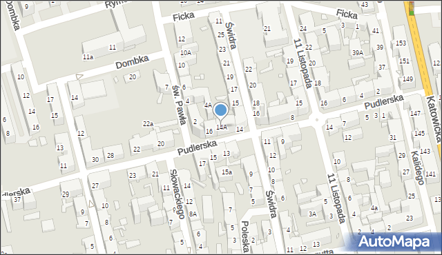 Chorzów, Pudlerska, 14A, mapa Chorzów