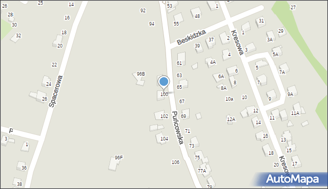 Cieszyn, Puńcowska, 100, mapa Cieszyna