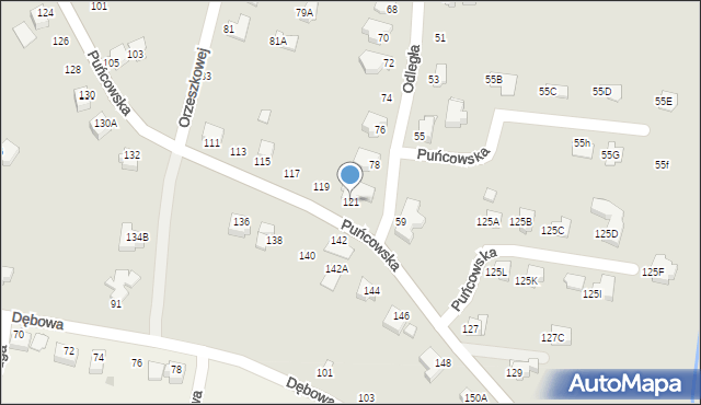Cieszyn, Puńcowska, 121, mapa Cieszyna